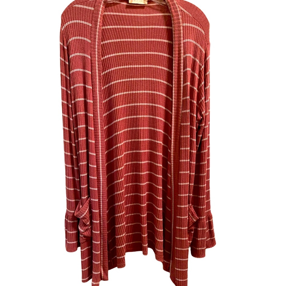 Altar’d State Pink & White Stripe Cardigan medium